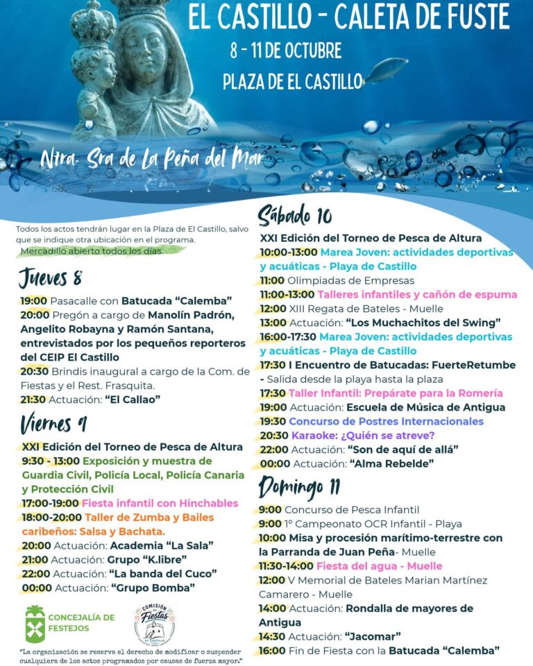 Fiesta: Peña del Mar – Plaza de El Castillo, Caleta de Fuste, 8. Oktober 2026