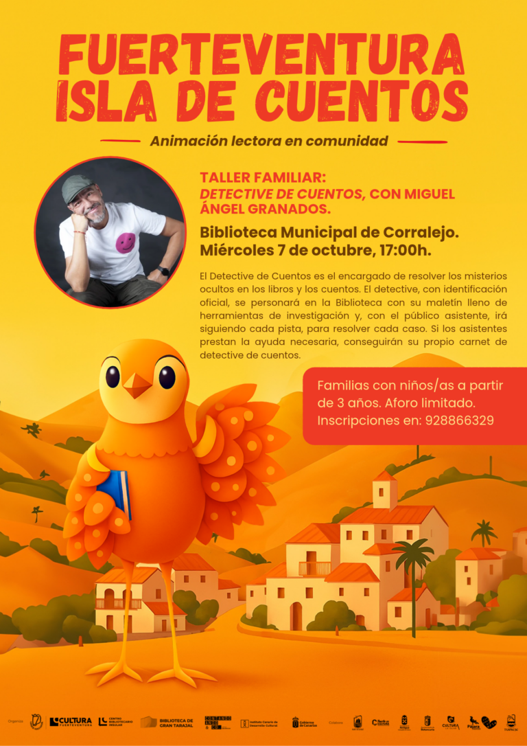 Kinderworkshop: Detective de Cuentos mit Miguel Ángel Granados – Biblioteca Municipal de Corralejo, 7. Oktober 2026