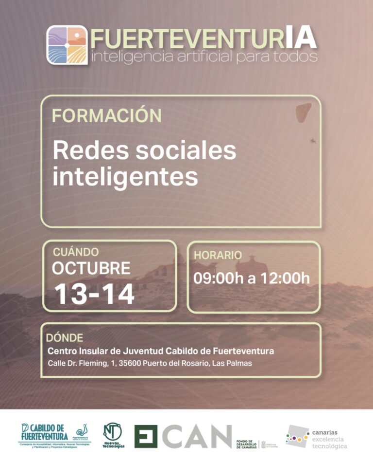 Workshop: Redes sociales inteligentes (Tag 1) – Centro Insular de Juventud Cabildo de Fuerteventura, Puerto del Rosario, 13. octubre 2026