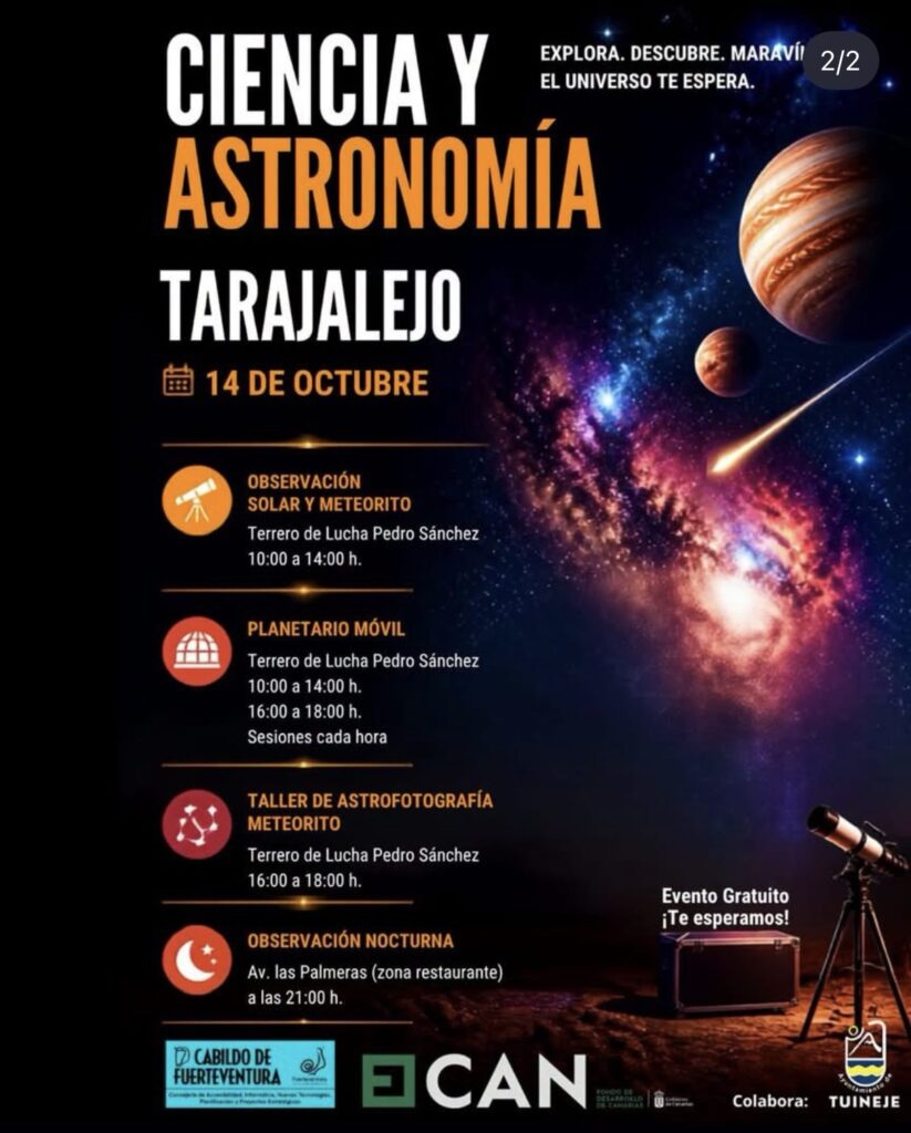Workshop: Astrofotografie und Meteorit in Tarajalejo – Terrero de Lucha Pedro Sánchez, Tarajalejo, 14. octobre 2026